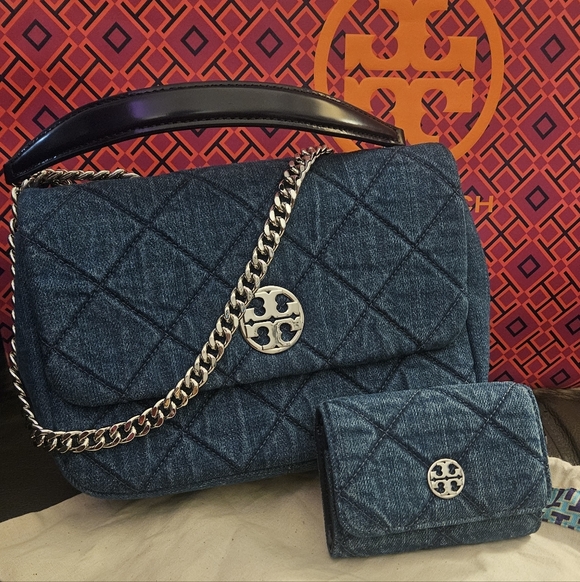 Tory Burch Handbags - 🛑SOLD SOLD SOLD🛑 New Tory Burch WILLA DENIM SMALL SHOULDER BAG DENIM